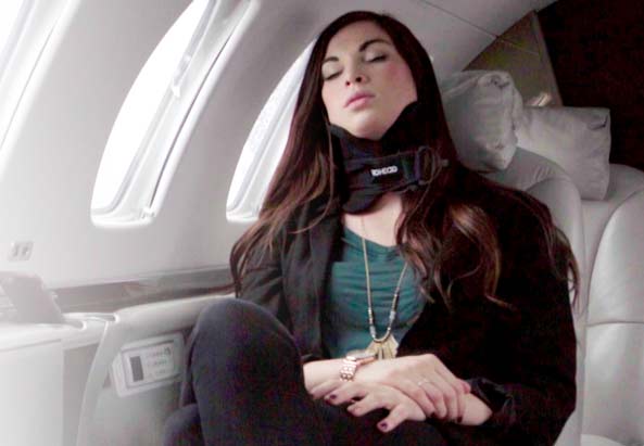 Slumber Stache on Airplane